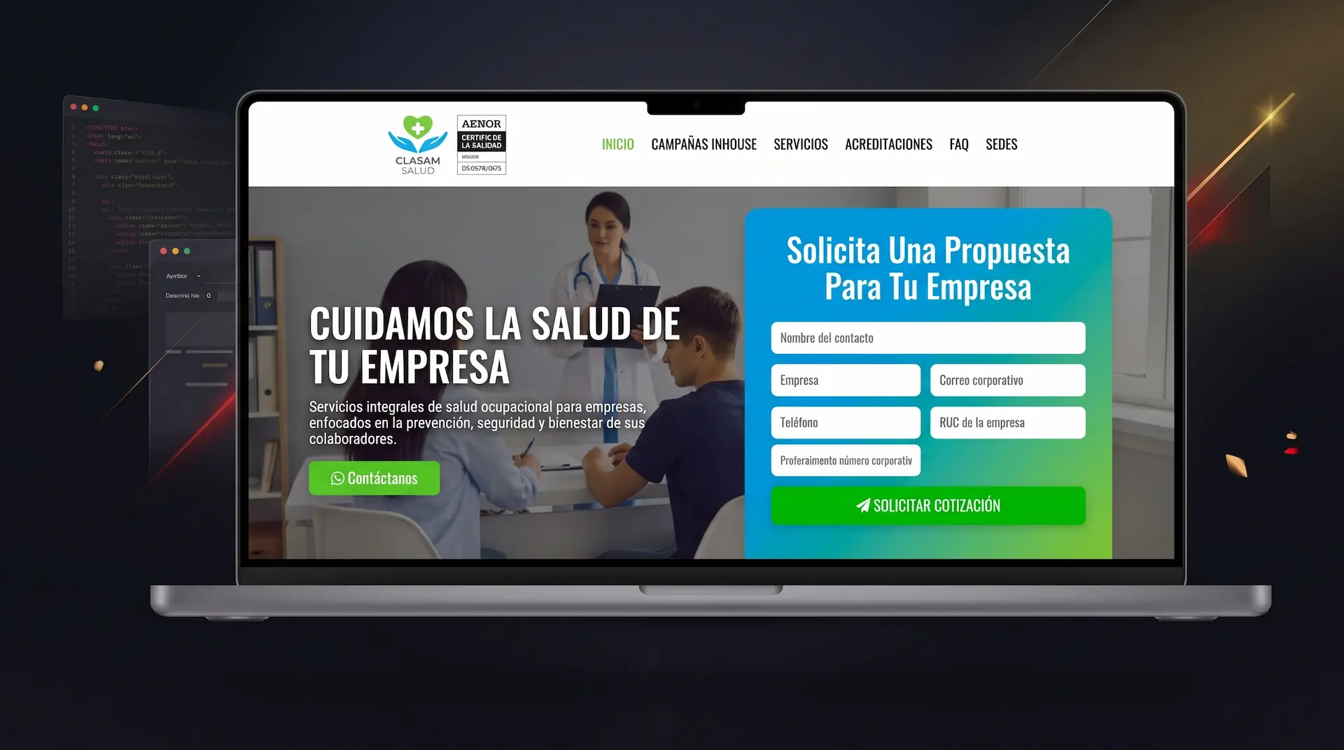 Captura de la landing page B2B de Clasam Salud Ocupacional