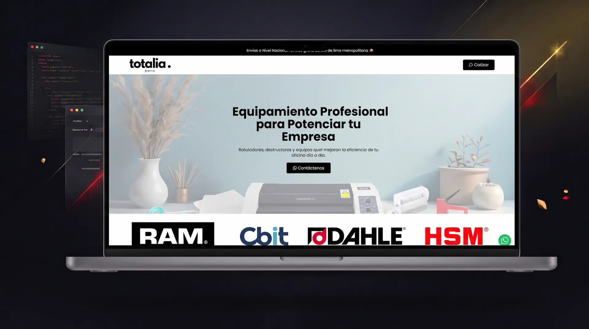 Captura del sitio web y catálogo digital de Totalia Perú